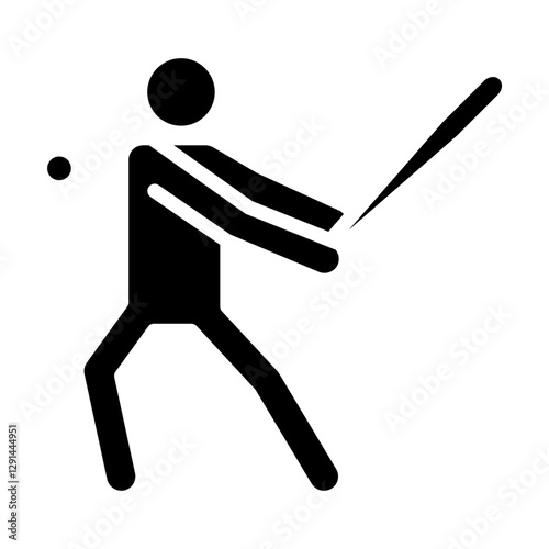 Batter, Baseball player icon in glyph style