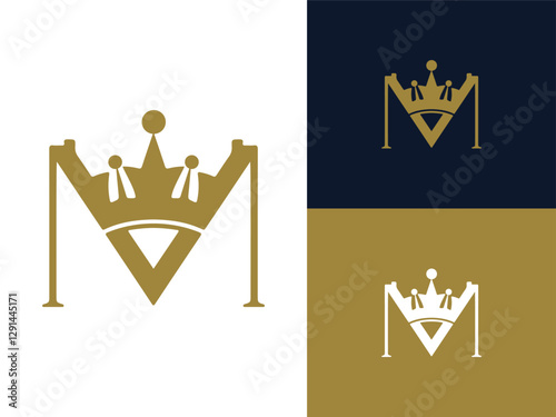 Creative Minimalist Iconic Letter M Crown Logo Design Vector Illustration