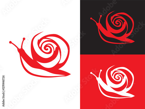 Creative Minimalist Iconic Rose Snail Logo Design Vector Illustration