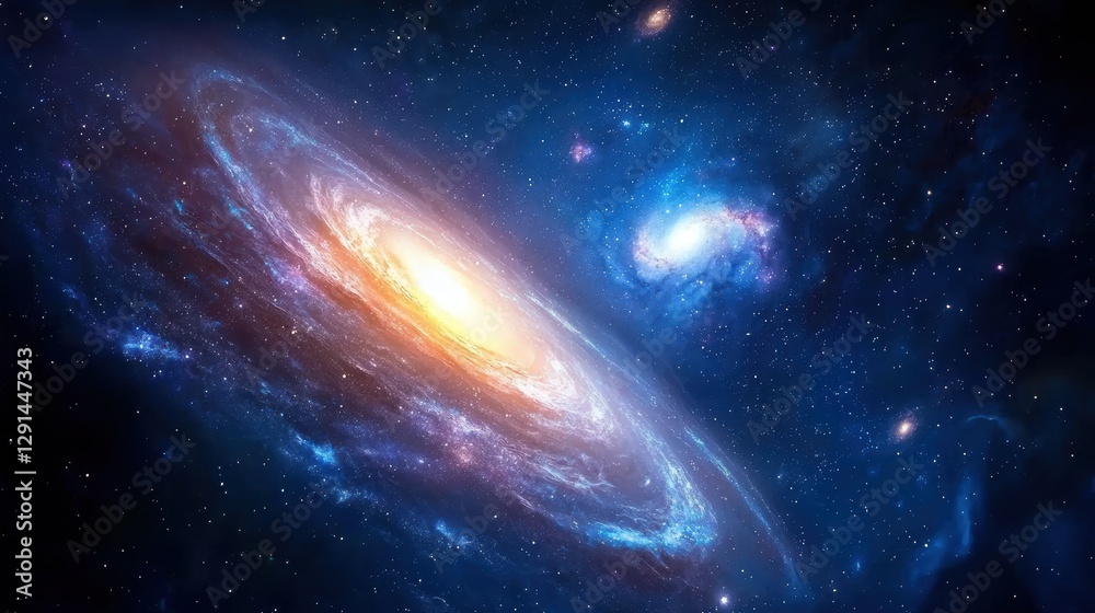 Obraz premium Astronomy celestial gradient planets. A stunning galaxy with vibrant colors set against a dark cosmic background.