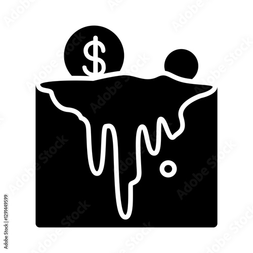 Economic recession icon in glyph style