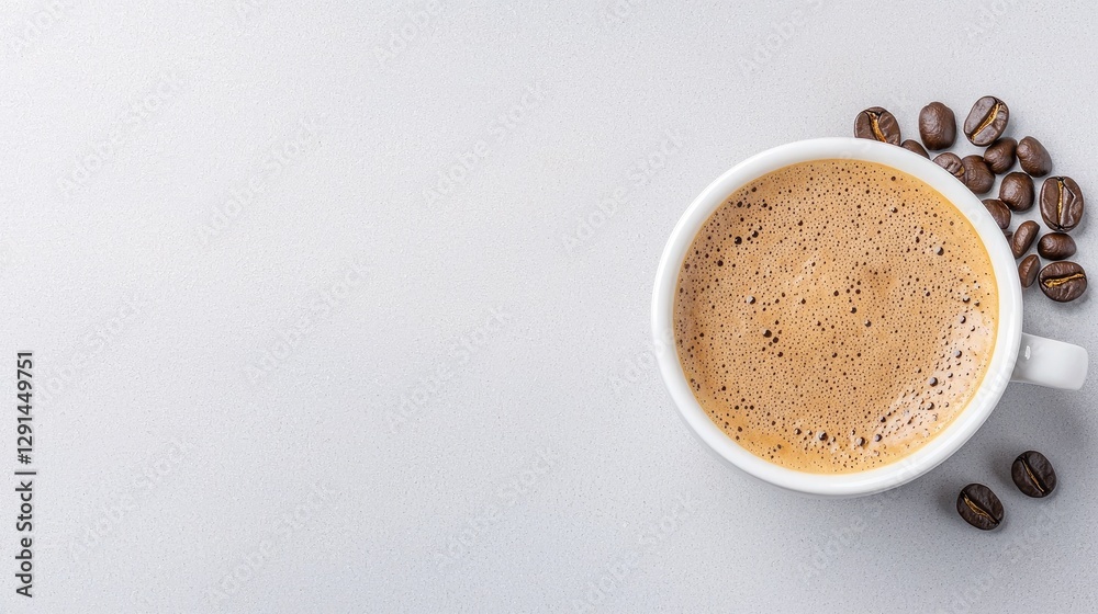 Obraz premium Coffee Cup with Foam on Gray Background