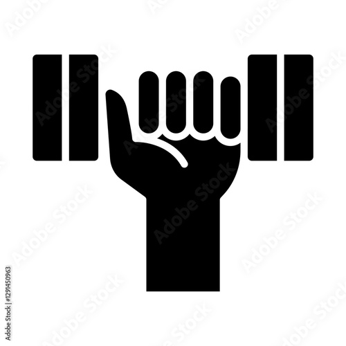 Lifting dumbbell icon in glyph style
