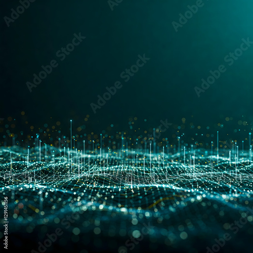 Futuristic digital network with glowing connections, abstract data visualization, and cyber-inspired elements. Perfect for AI, technology, big data, and innovation themes.