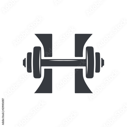 Modern Minimalist Letter H Dumbbell Logo Design Vector Illustration