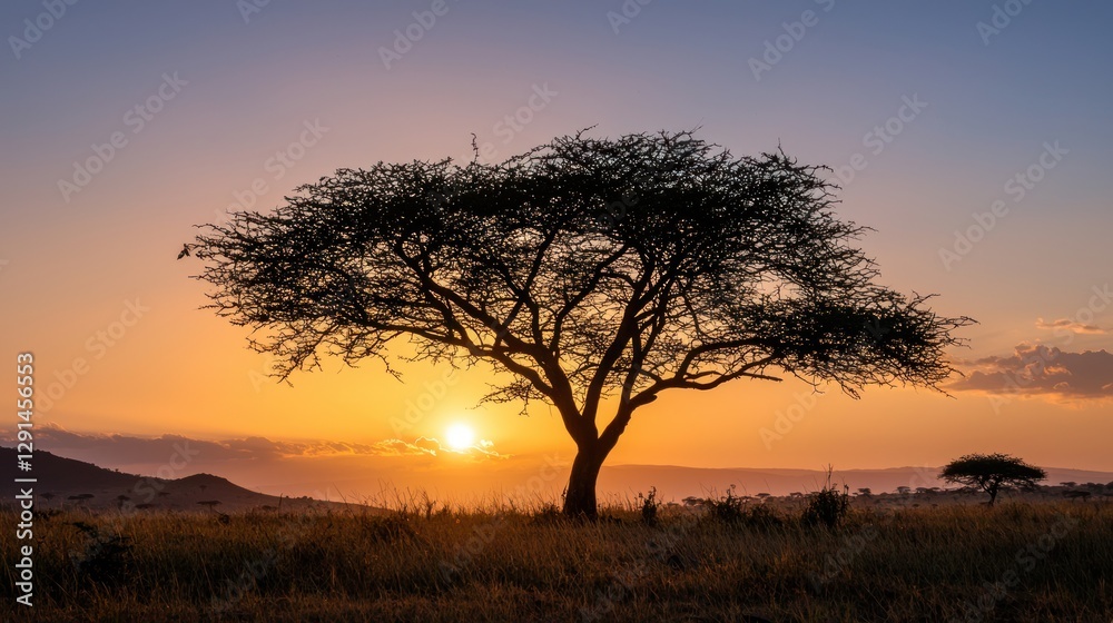 A tree silhouetted against a bright sunset sky A tree silhouetted against a bright sunset sky