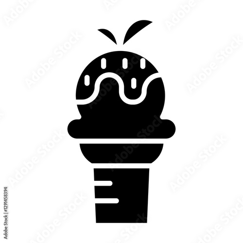 Green tea ice cream icon in glyph style