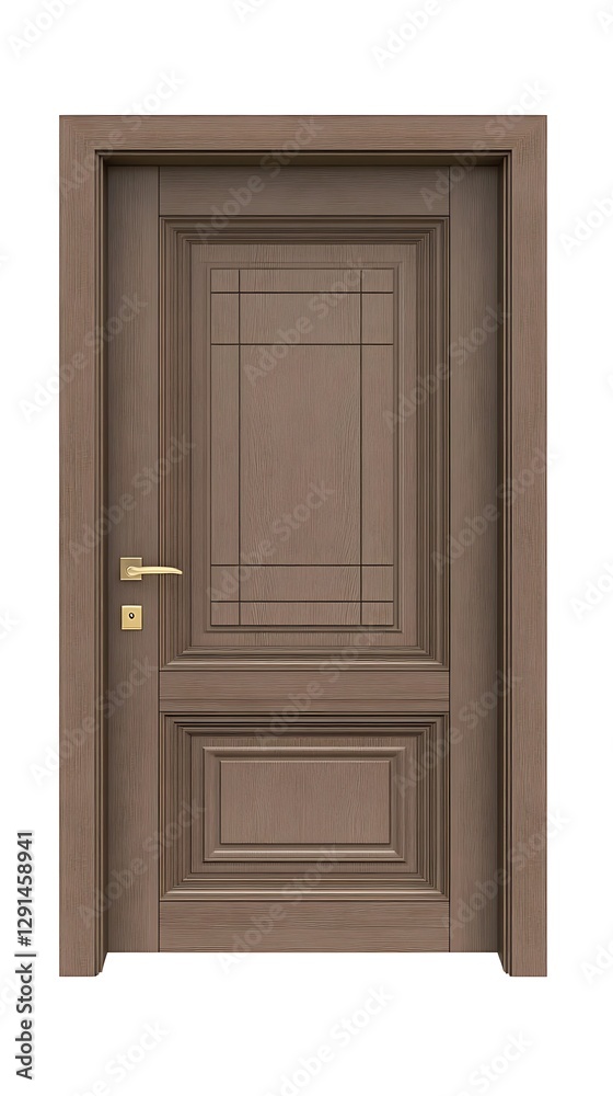 Elegant wooden door design front view on white background minimalist architecture modern home environment Elegant wooden door design front view on white background minimalist architecture modern home environment