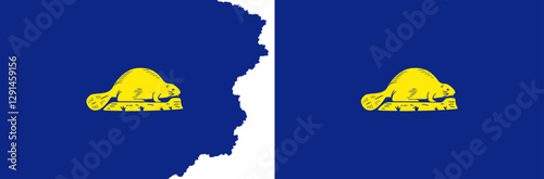 Flags of the State of Oregon reverse side vector. Standard flag and with torn edges