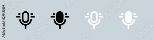 Voice assistance icon set in black and white. Support signs vector illustration.