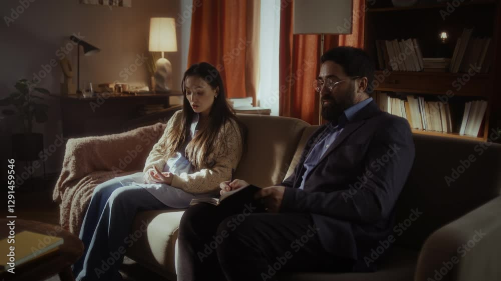 Woman shares feelings with therapist expressing negative emotions Woman shares feelings with therapist expressing negative emotions