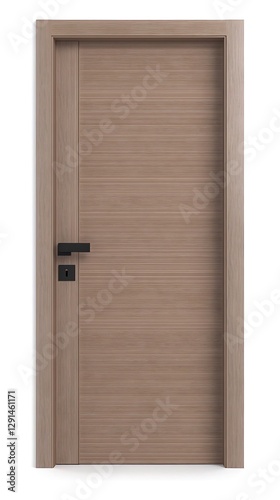 Wooden door design on a white background front view modern architecture minimalist style