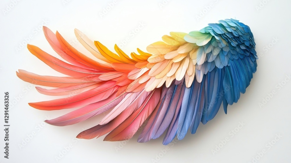 Obraz premium Colorful paper wing sculpture captures the beauty of nature with intricate details and vibrant hues