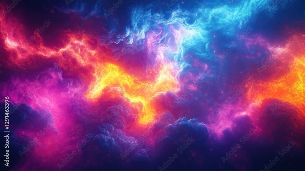 A vibrant cosmic scene of colorful clouds swirling in a stunning display of light and energy. A vibrant cosmic scene of colorful clouds swirling in a stunning display of light and energy.