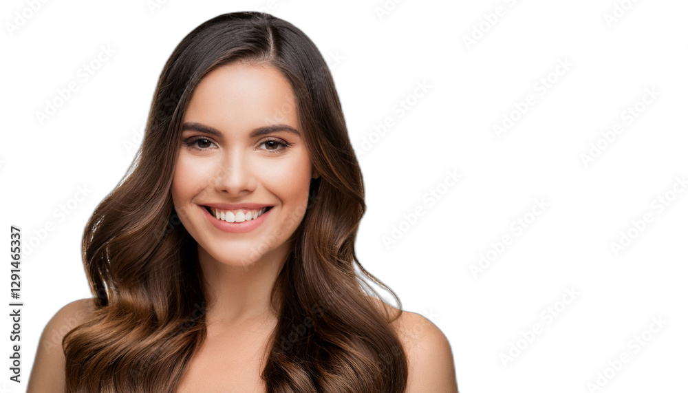 Portrait of a smiling beautiful woman with long brunette hair Portrait of a smiling beautiful woman with long brunette hair
