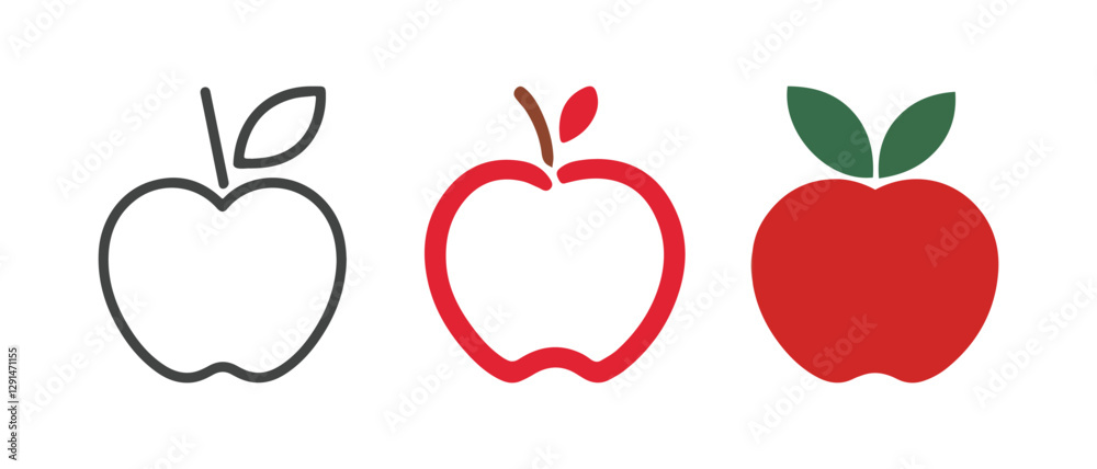 isolated Apple vector icon on white, Apple icon set isolated Apple vector icon on white, Apple icon set