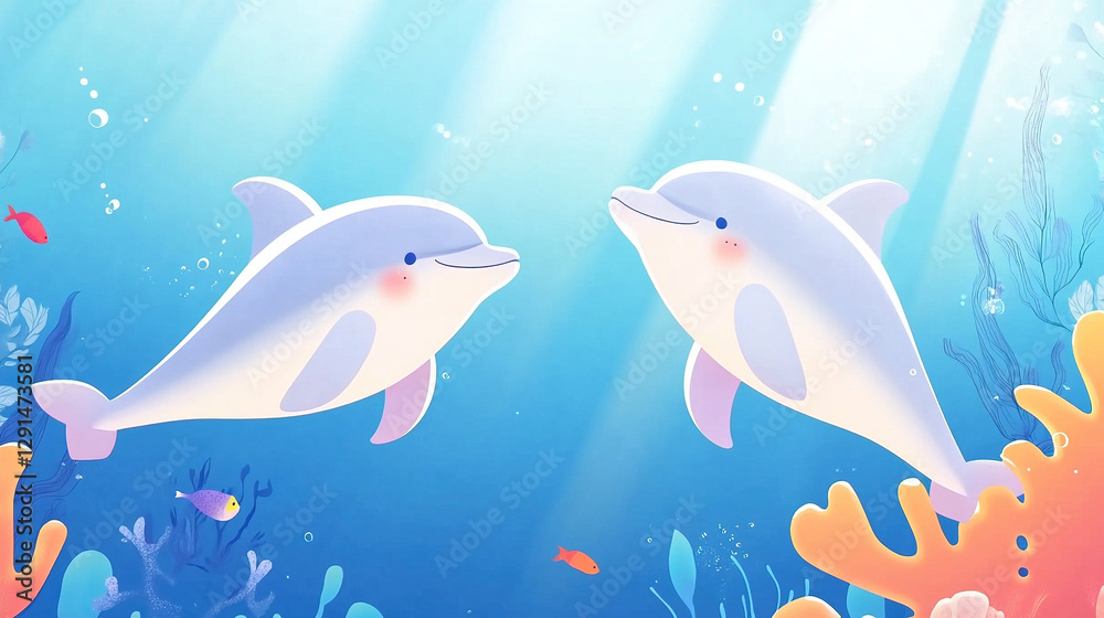 Fototapeta premium Dolphins Playing Underwater