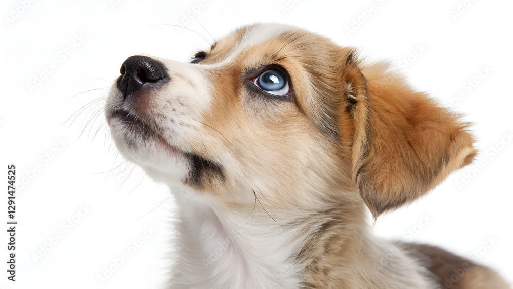 Adorable Puppy with Blue Eyes Looking Up – Cute Dog Photography Adorable Puppy with Blue Eyes Looking Up – Cute Dog Photography