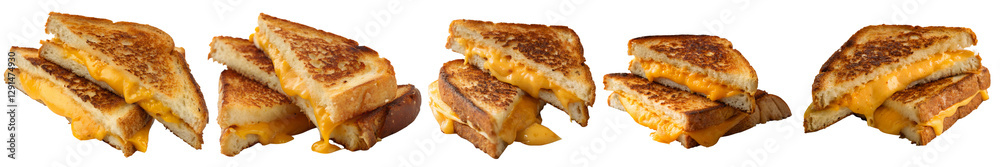 Set of Fried cheese sandwiches on a transparent background. The concept of delicious and nutritious food. Set of Fried cheese sandwiches on a transparent background. The concept of delicious and nutritious food.