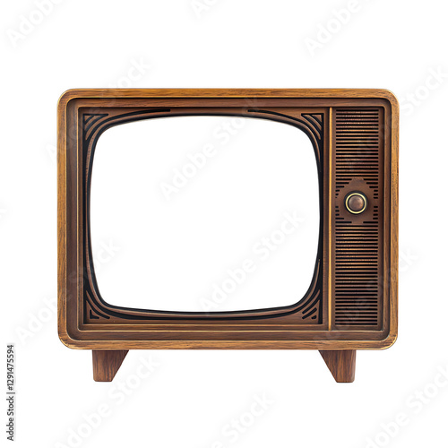 Vintage television set isolated on transparent background.png
