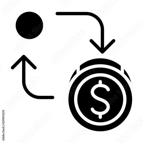 Currency exchange icon in glyph style