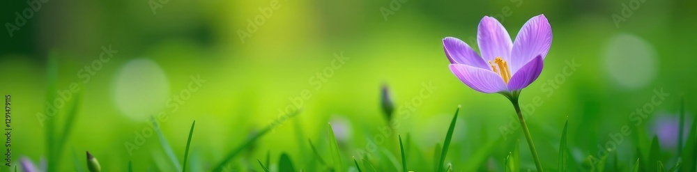 a delicate purple flower blooming in a bed of lush green grass, flowers, flora a delicate purple flower blooming in a bed of lush green grass, flowers, flora