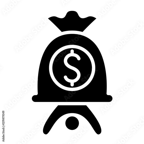 Debt, cost icon in glyph style