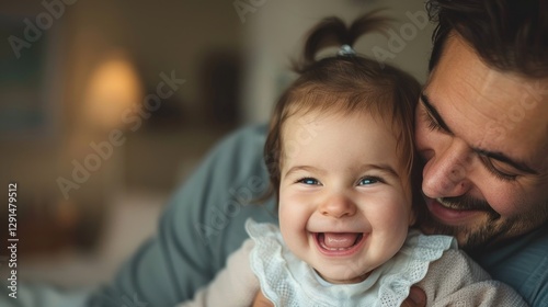 A Father's Love: A tender moment captured between a loving father and his giggling daughter. Pure joy radiates from this heartwarming image.
