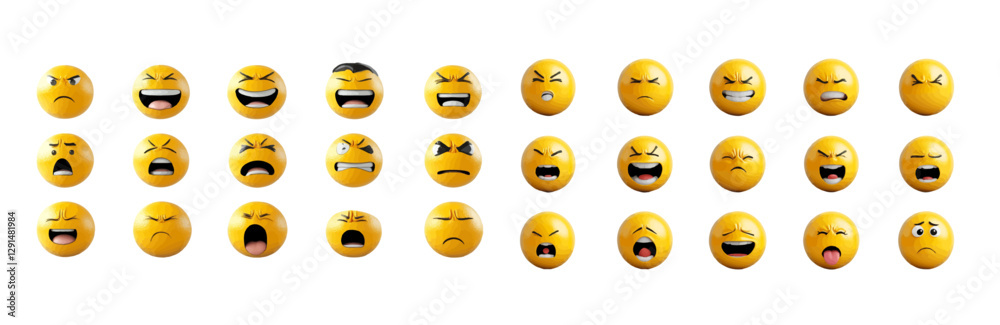Fototapeta premium A professionally designed set of vibrant 3D cartoon emoji illustrations, each representing a different gesture or emotion