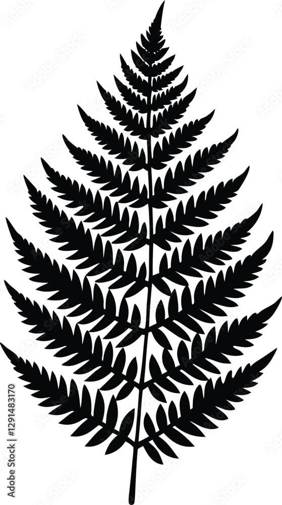 Obraz premium Fern Leaf Silhouette Vector Illustration for Botanical and Nature-Inspired Design Projects