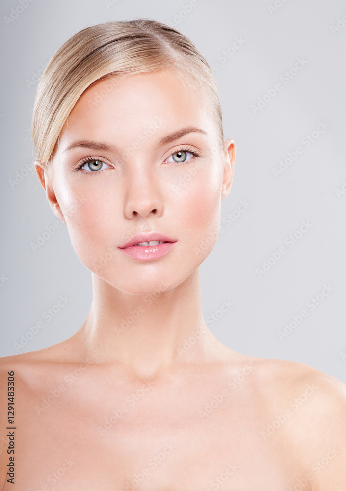 Beautiful face of young adult woman with clean fresh skin. Beautiful face of young adult woman with clean fresh skin.