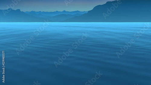 blue sea and mountain view.