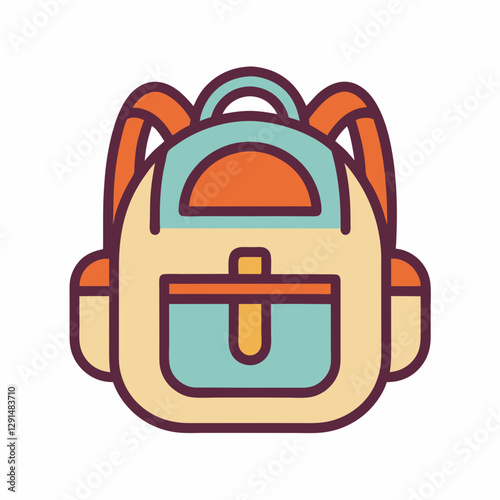 Colorful Stylized School Backpack Logo Design. photo