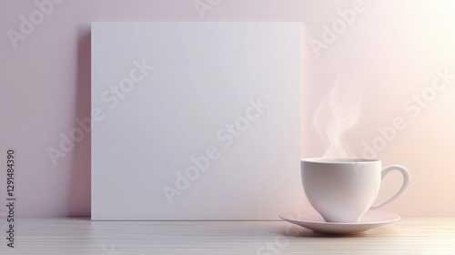 Wallpaper Mural A white coffee cup with steam and an empty canvas Torontodigital.ca