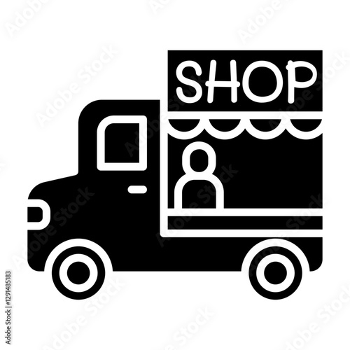 Food truck icon in glyph style