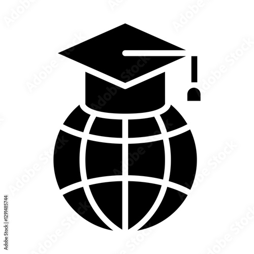 Study aboard icon in glyph style