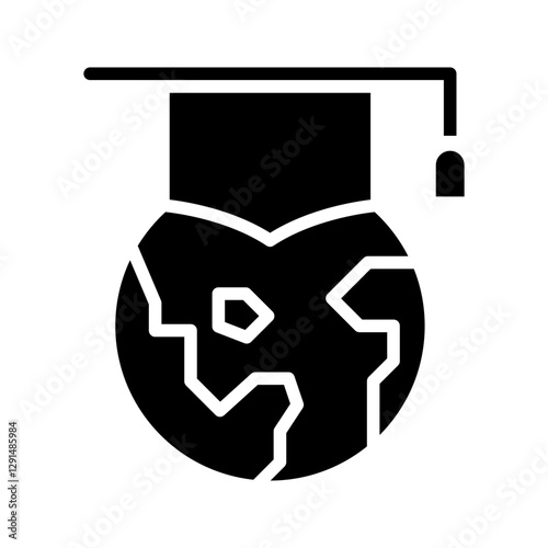 Study aboard icon in glyph style