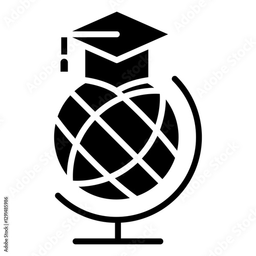 Study aboard icon in glyph style