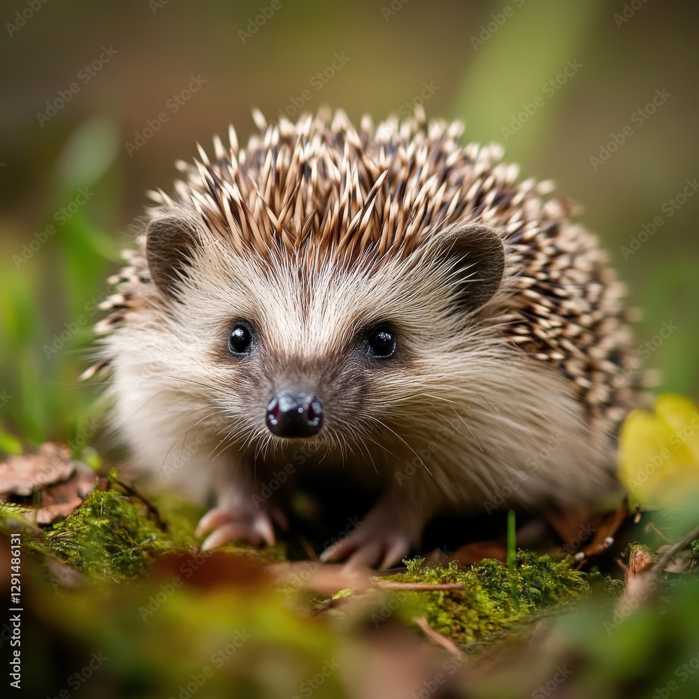 Close Up of a Hedgehog on Mossy Ground Close Up of a Hedgehog on Mossy Ground