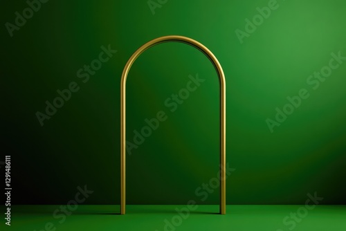 Sleek golden arch against vibrant green backdrop creates strikin
