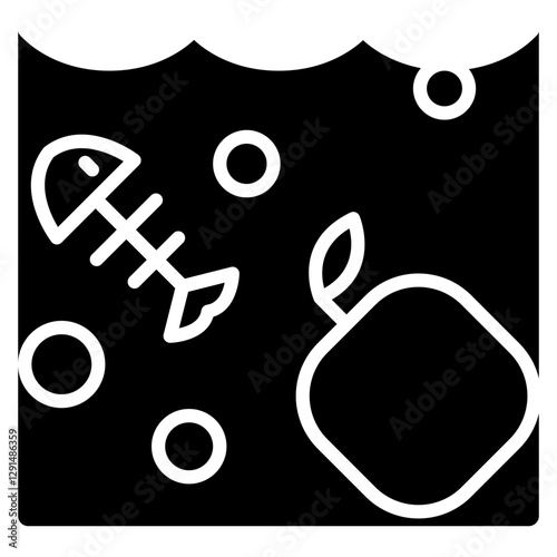 Water pollution icon in glyph style