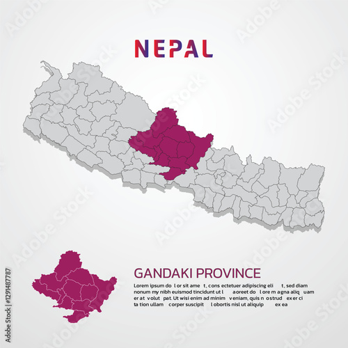 nepal map infographic template with district presentation karnali province