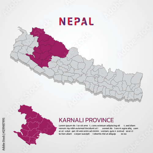 nepal map infographic template with district presentation karnali province