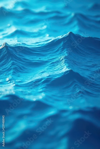 Close-up of blue water waves, dynamic surface texture, illustration, wave, shade