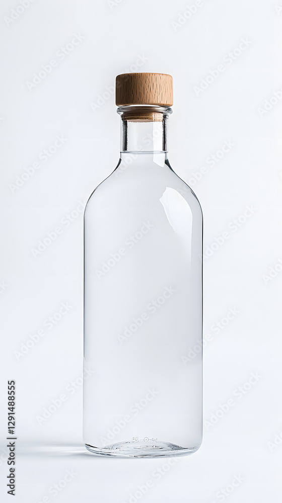 Glass clear bottle of water mock up, packaging template, isolated on white background Glass clear bottle of water mock up, packaging template, isolated on white background