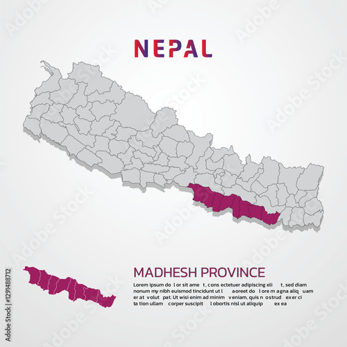 nepal map infographic template with district presentation madhesh province