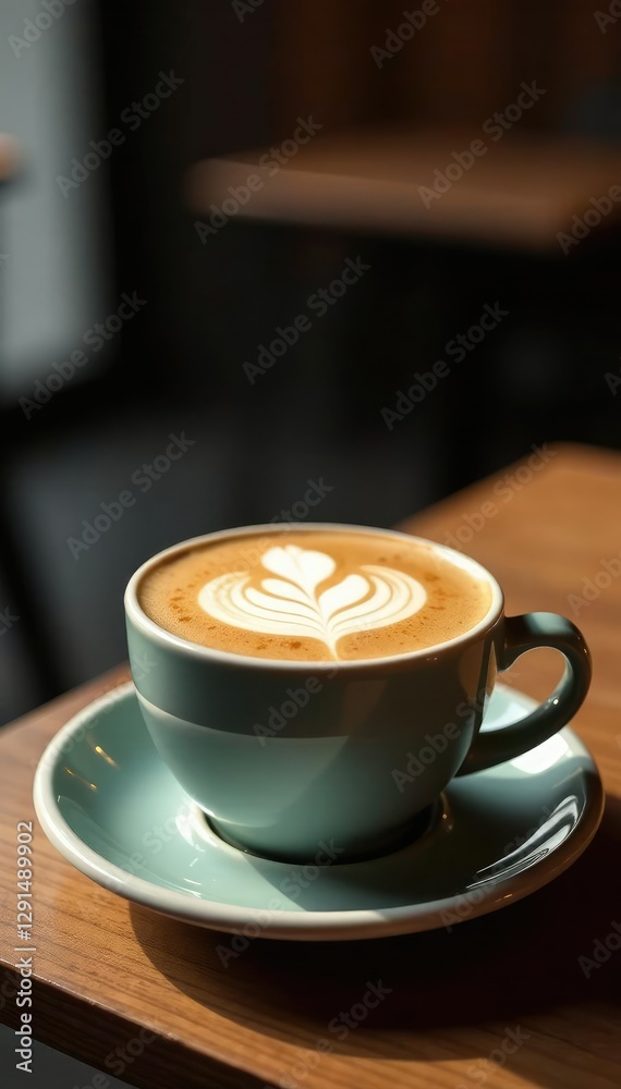 Cappuccino and milk foam in a ceramic cup on a table, coffee, beverage, cappuccino Cappuccino and milk foam in a ceramic cup on a table, coffee, beverage, cappuccino