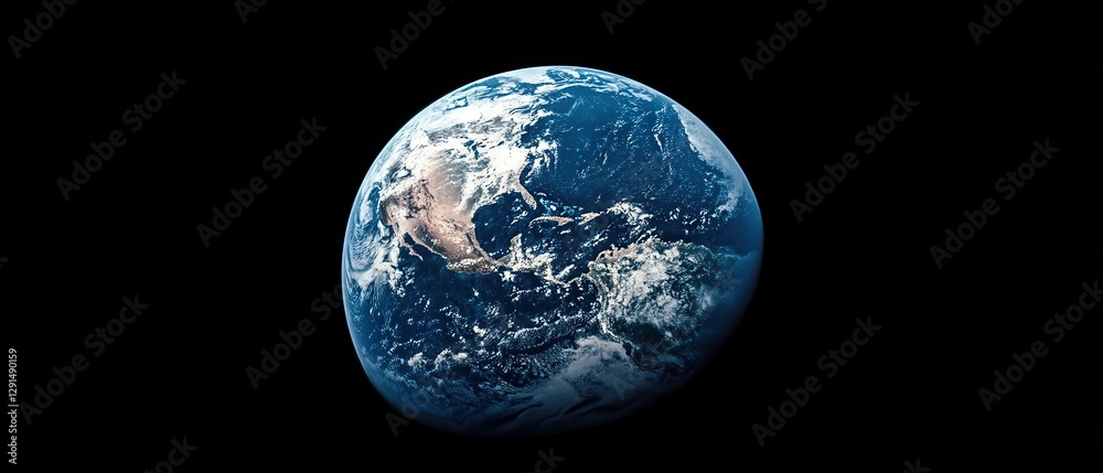 Fototapeta premium Earth viewed from space showcasing its blue oceans and diverse landforms