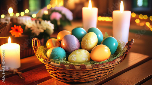 easter eggs and candles