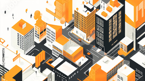 Isometric Cityscape Urban Development and Modern Architecture